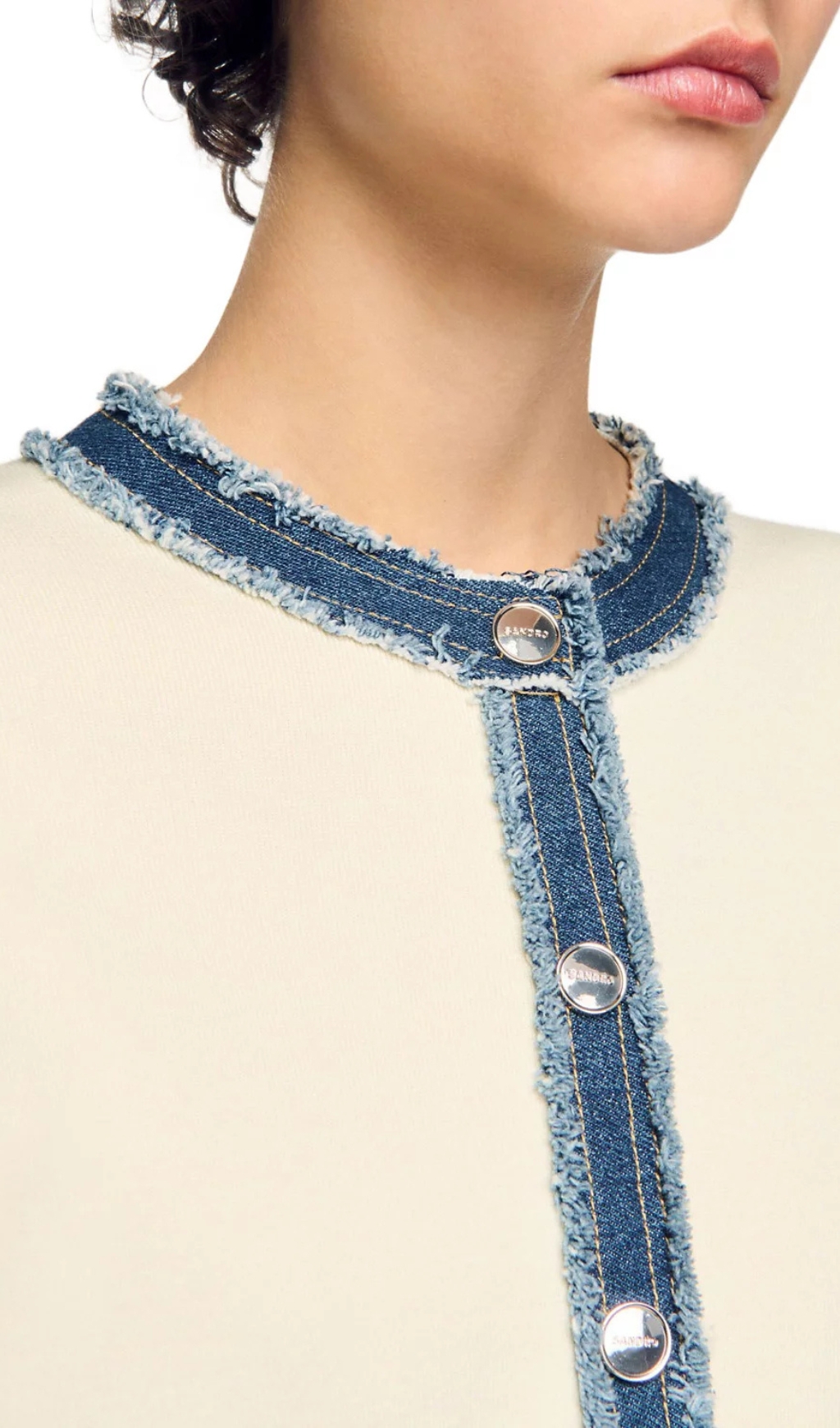 Cardigan With Denim Detail — image 3