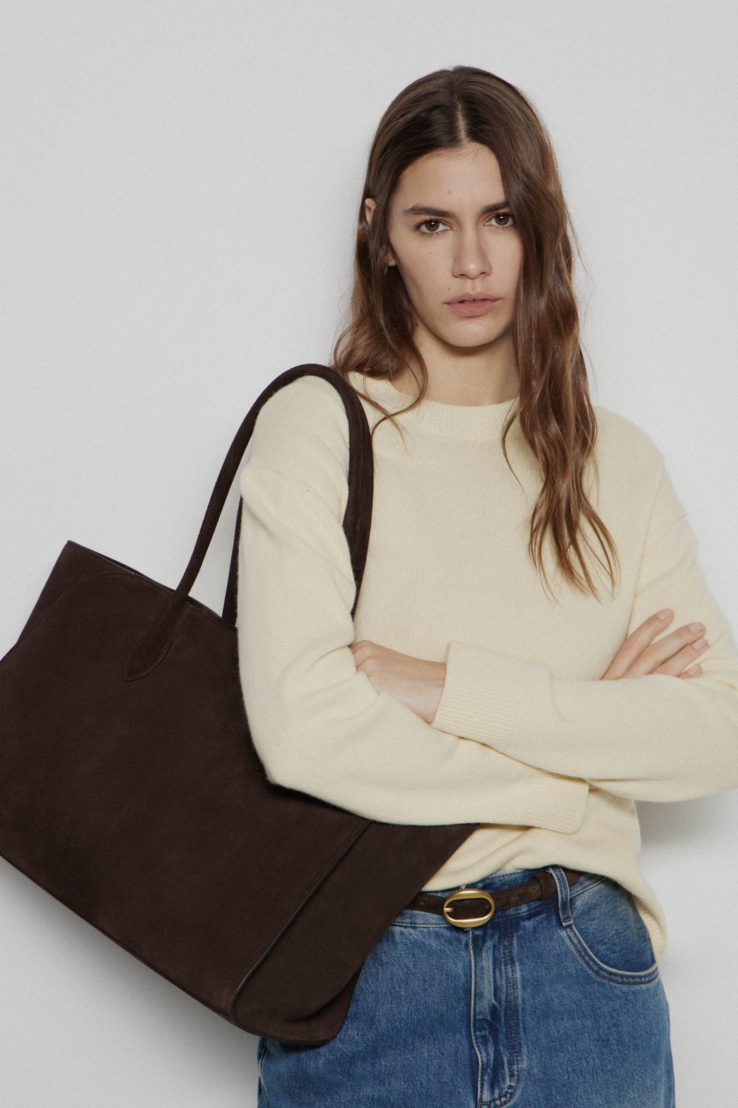 Natural suede shopper bag — image 1