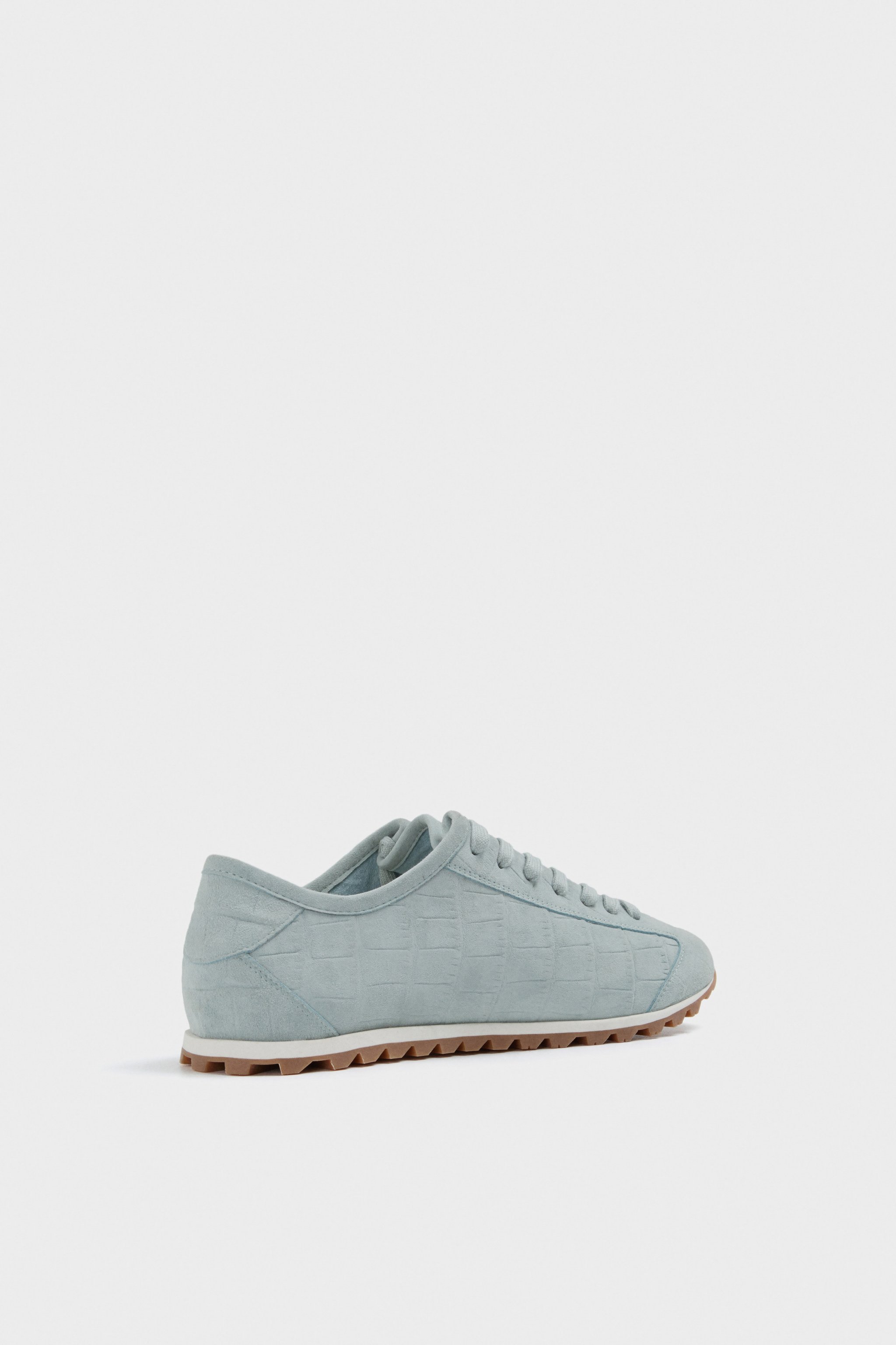 Suede sneakers with crocodile leather embossing — image 1