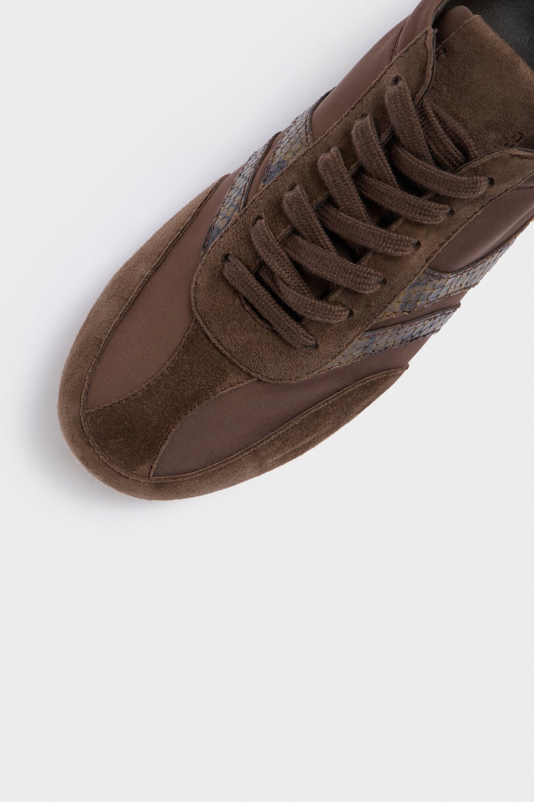 Suede sneakers with snake leather stripes — image 3