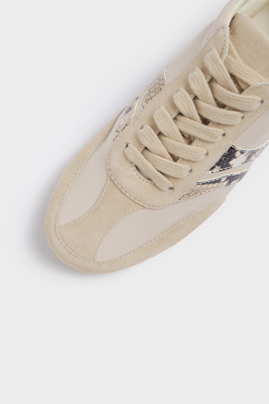 Suede sneakers with snake leather stripes — image 4